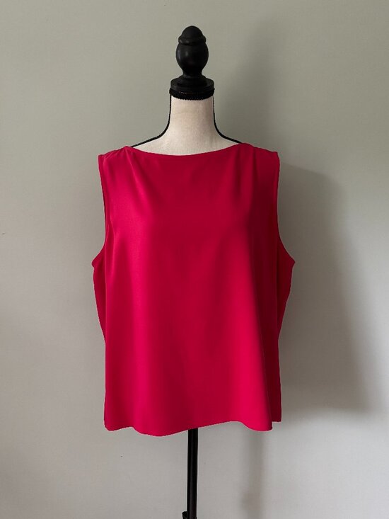 Linda Allard Ellen Tracy Tops - Linda Allard Ellen Tracy Red Silk Sleeveless Shell Size 16 Like New